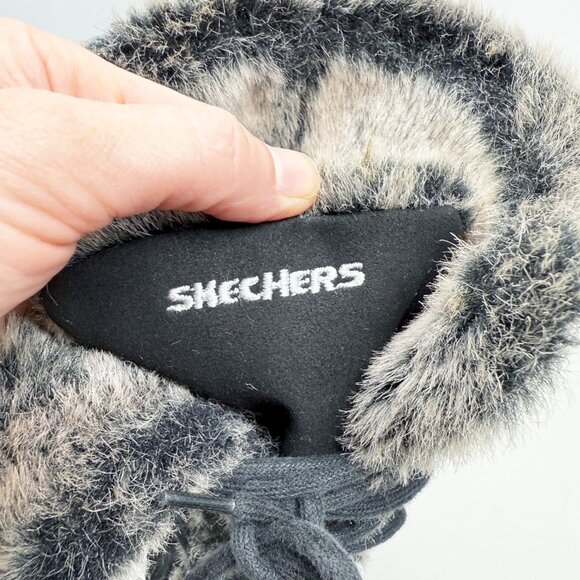 Vintage Y2K Skechers Black Lace Up Snow Boots Women's 9 Side Zip Faux Fur Lining - Picture 7 of 9